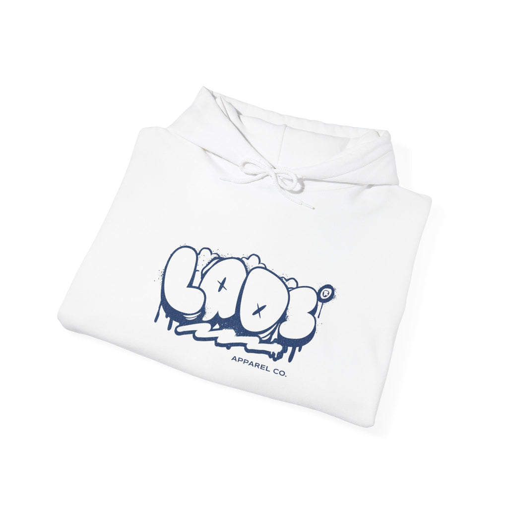 Hoodie — LOOS Graffiti Logo White Hoodie with Pink 'LIVE' Sleeve Print