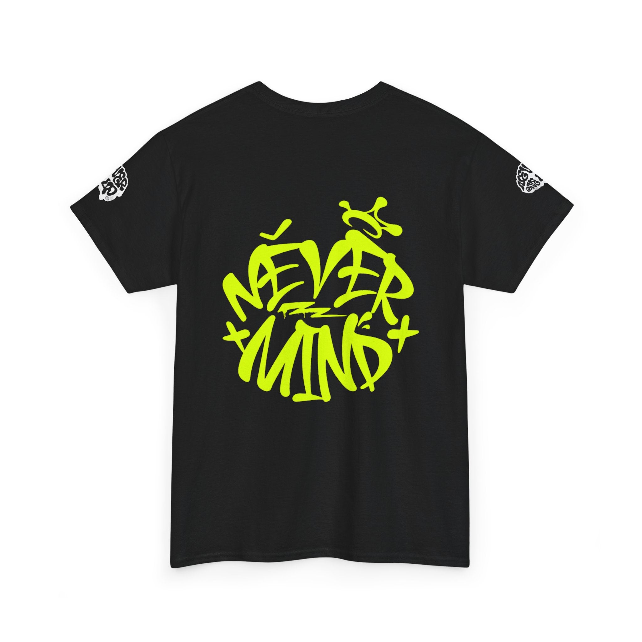 Never Mind Graphic Tee — Neon Graffiti Back Print