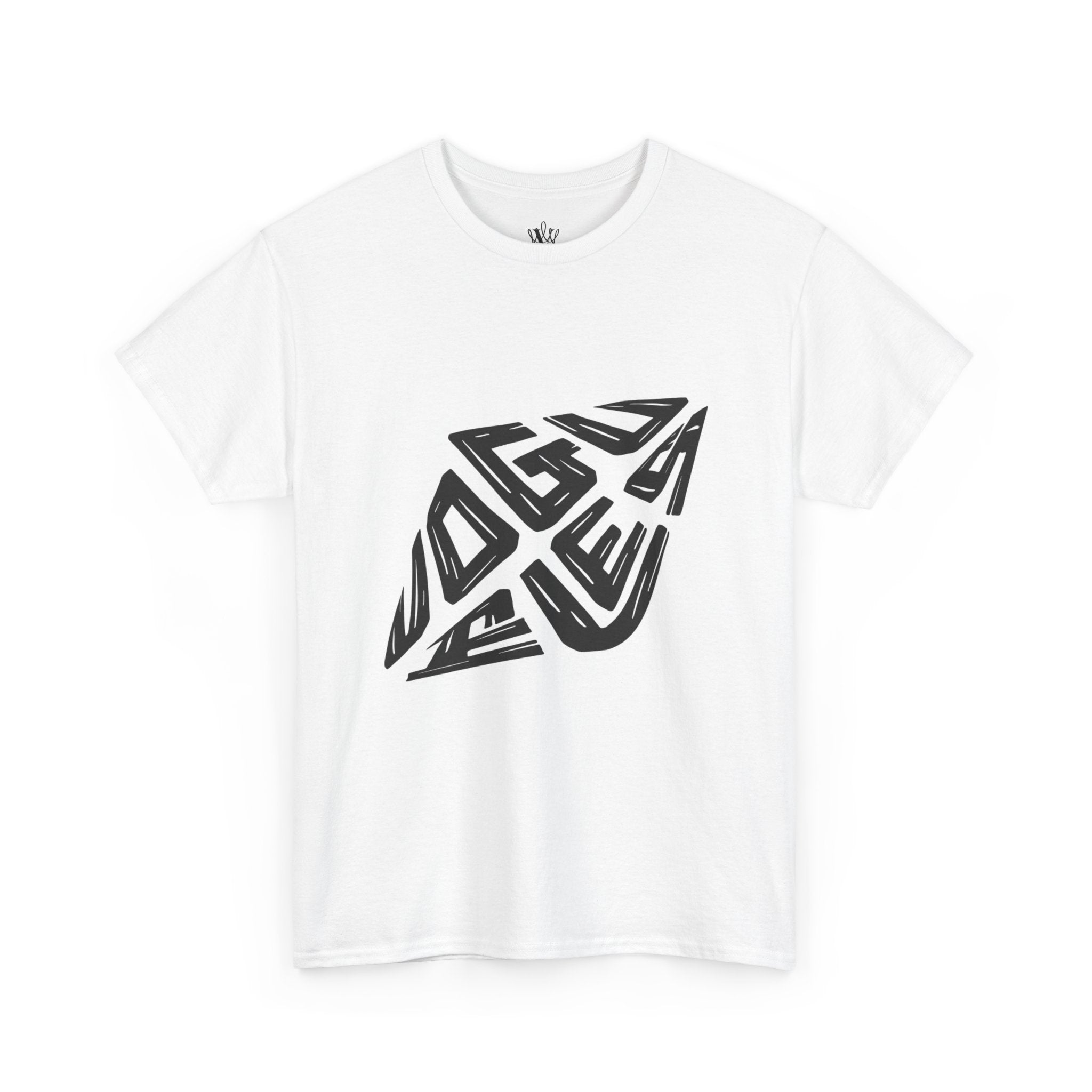 Abstract Geometric Logo Tee — Modern Black Optical Design