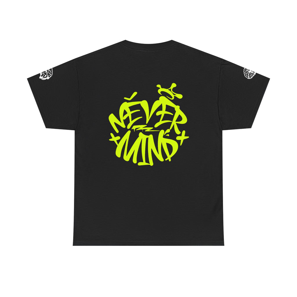 Never Mind Graphic Tee — Neon Graffiti Back Print