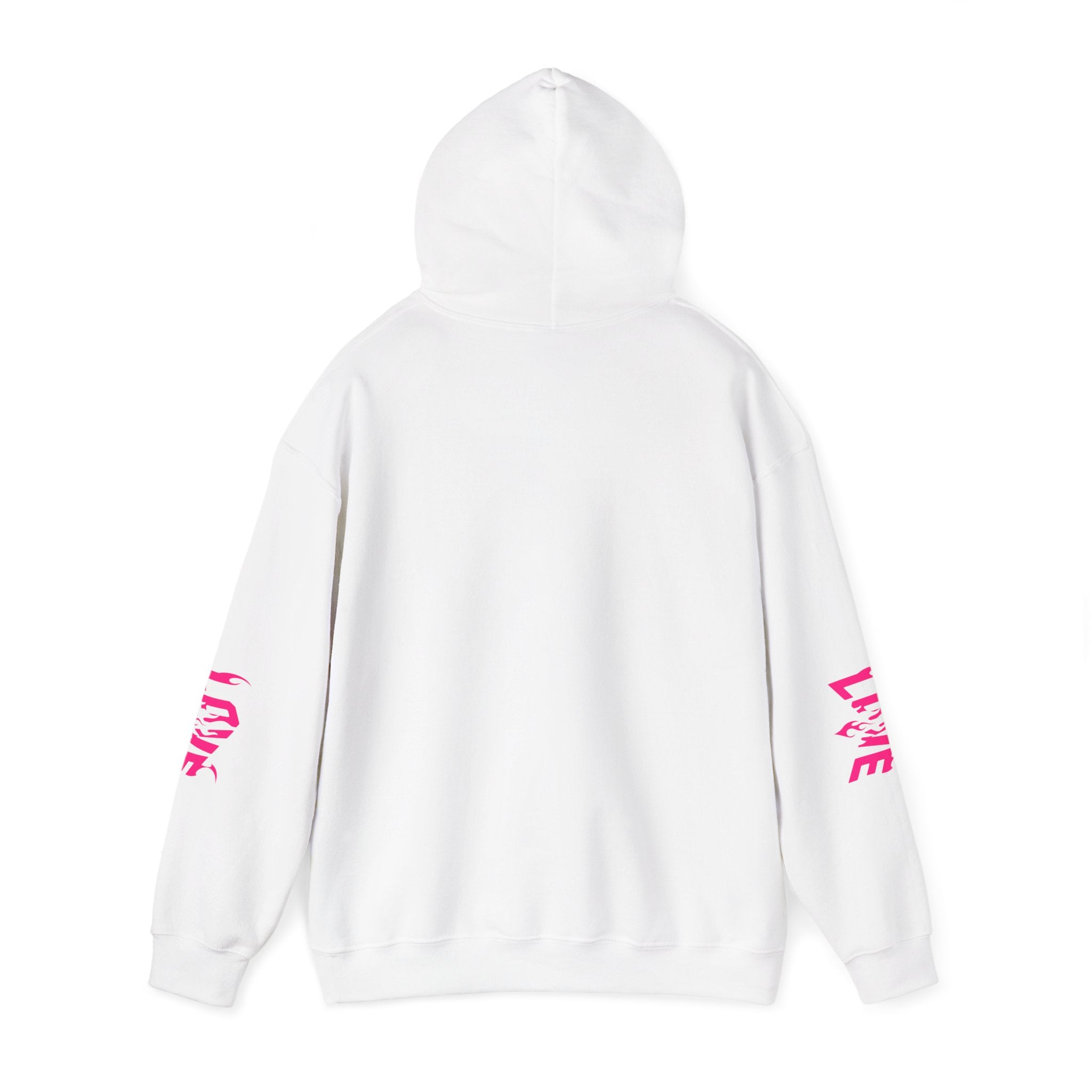 Hoodie — LOOS Graffiti Logo White Hoodie with Pink 'LIVE' Sleeve Print