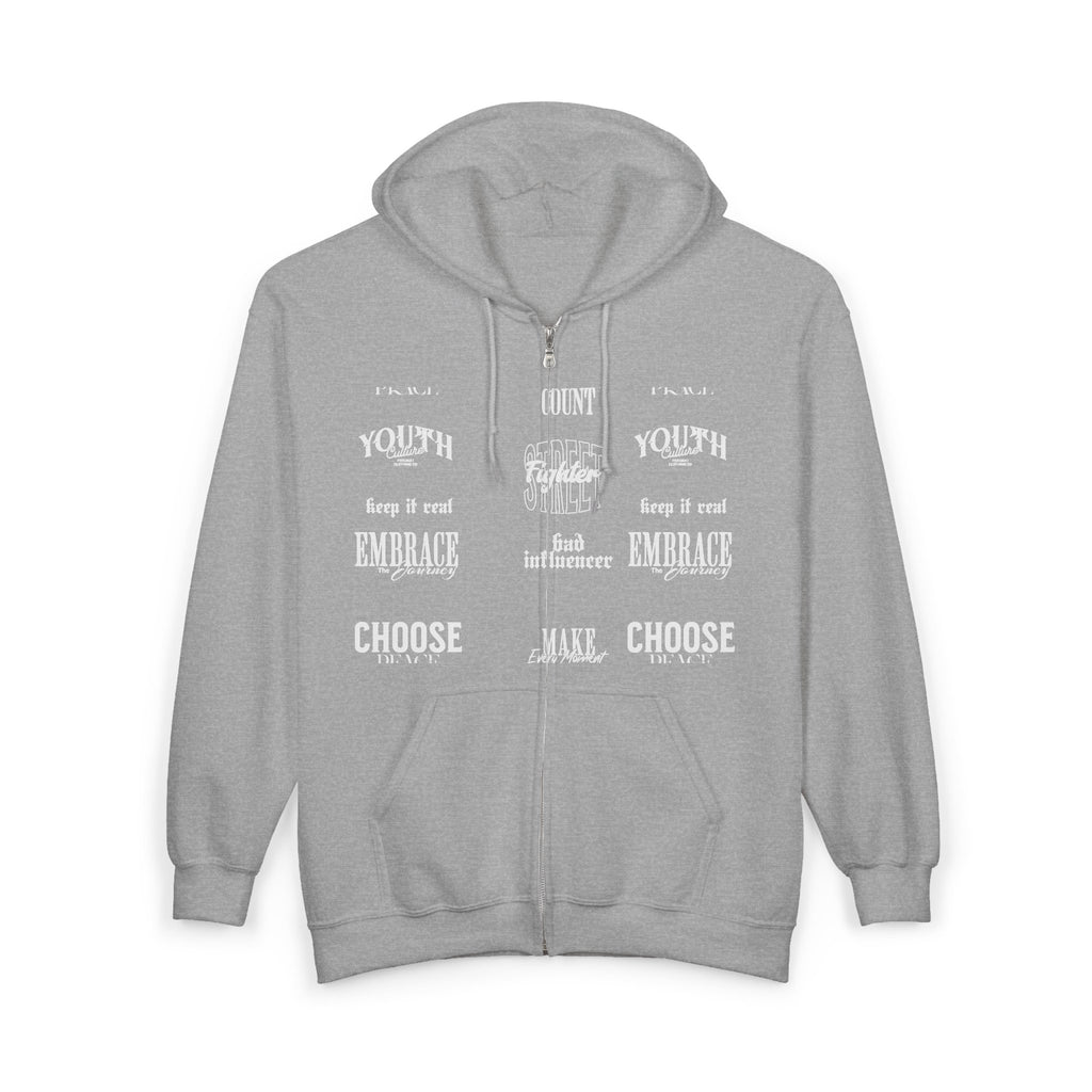 Inspirational Zip Hoodie — "Embrace, Choose" Motivational Full-Zip Sweatshirt